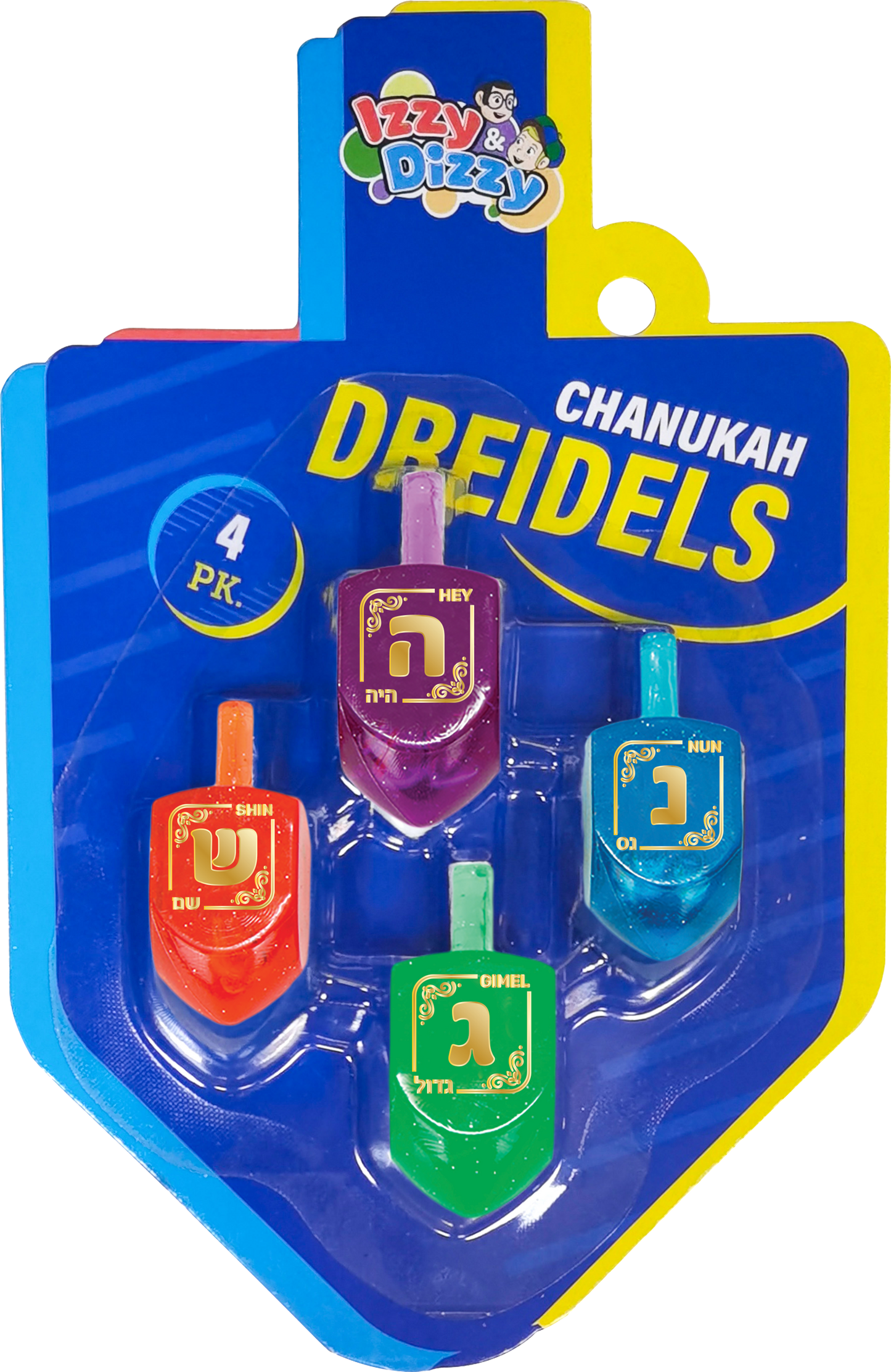 4pk. Multi Color Lucite Dreidels Medium