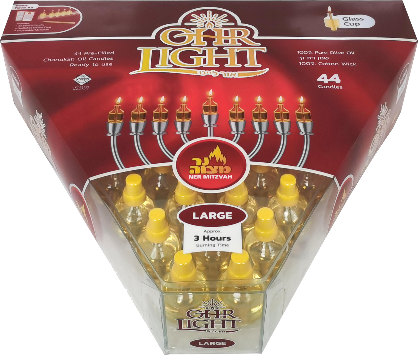 Ner Mitzvah Ohr Lights Candles Large - Original OEM Quality with FREE Travel Kit