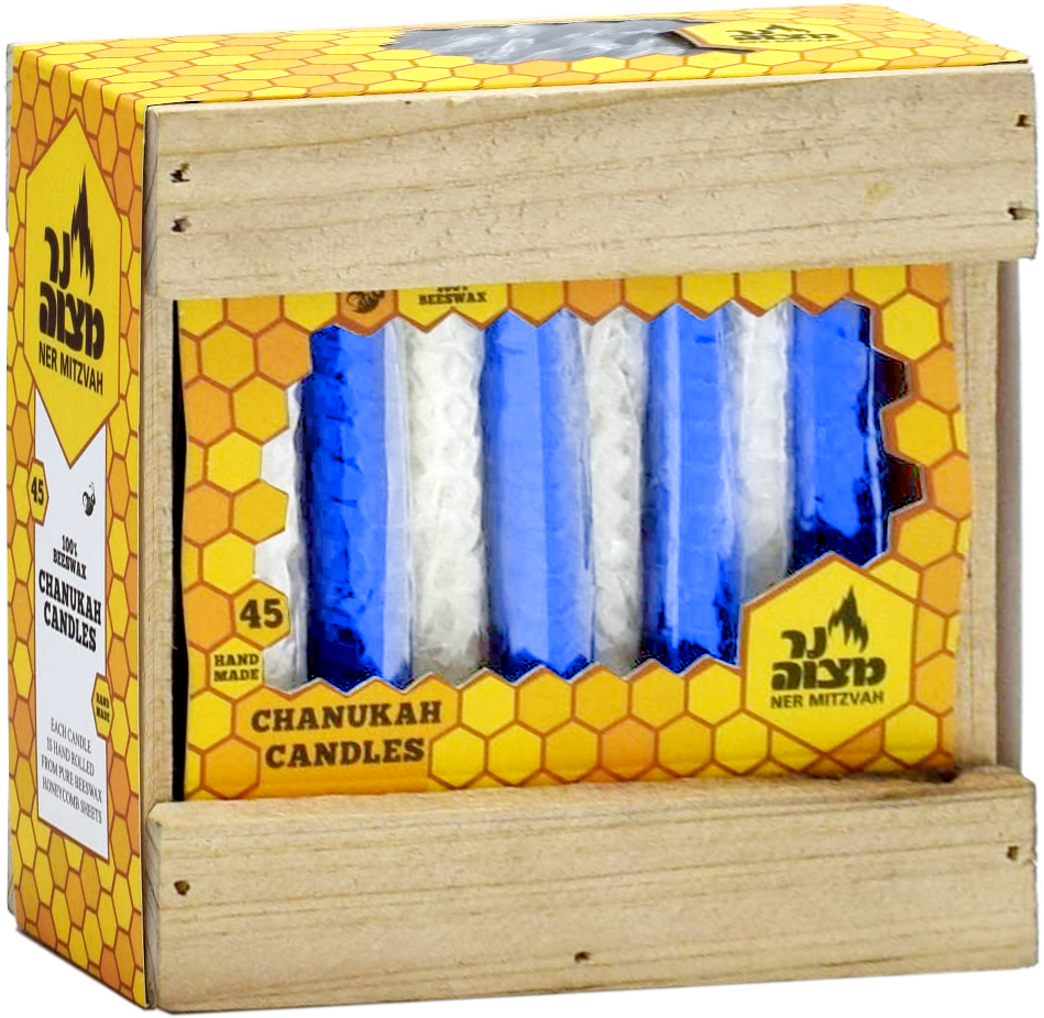 Honey Comb Chanukah Candles - Blue &White