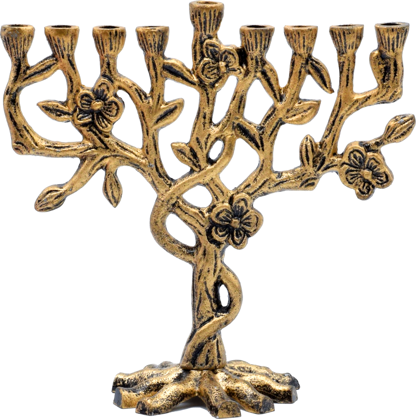 Antique Aluminum Menorah Tree Of Life - Bronze