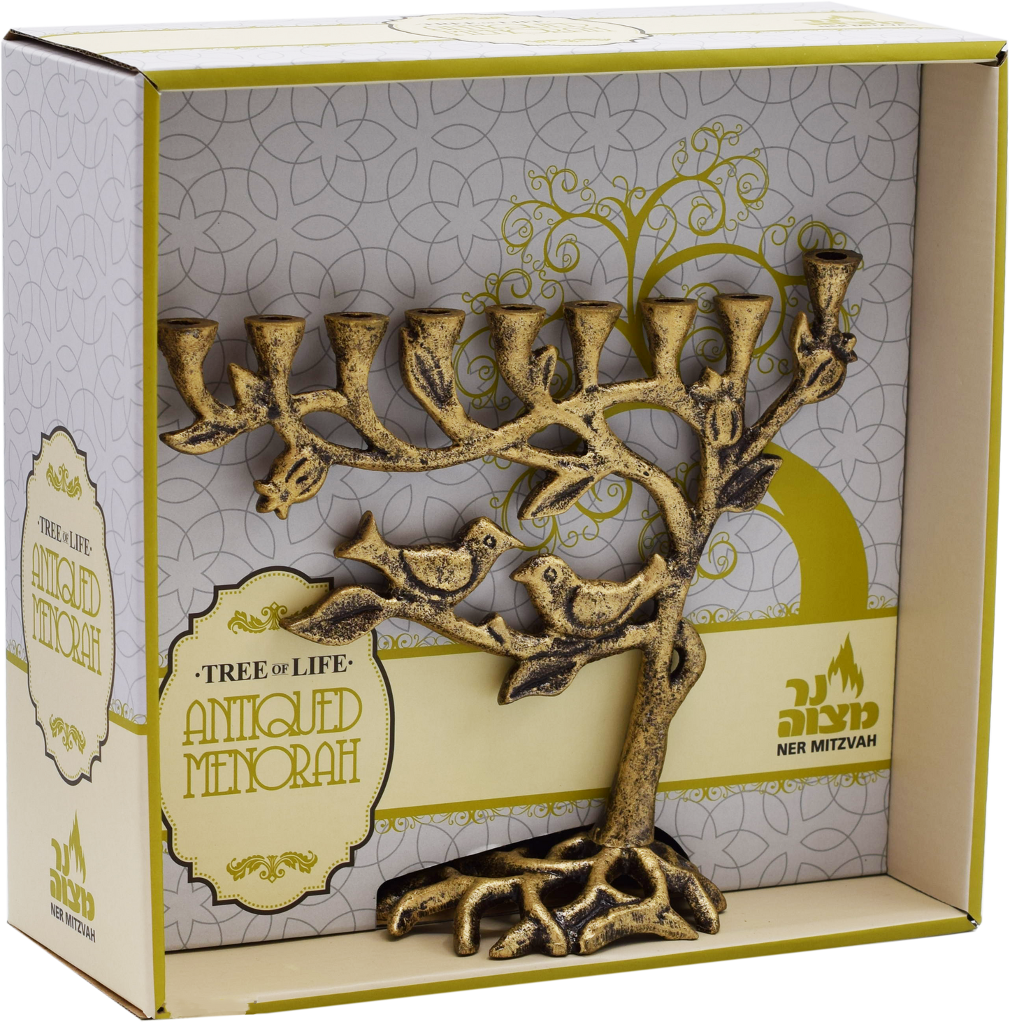 Antique Menorah Tree of Life - Gold