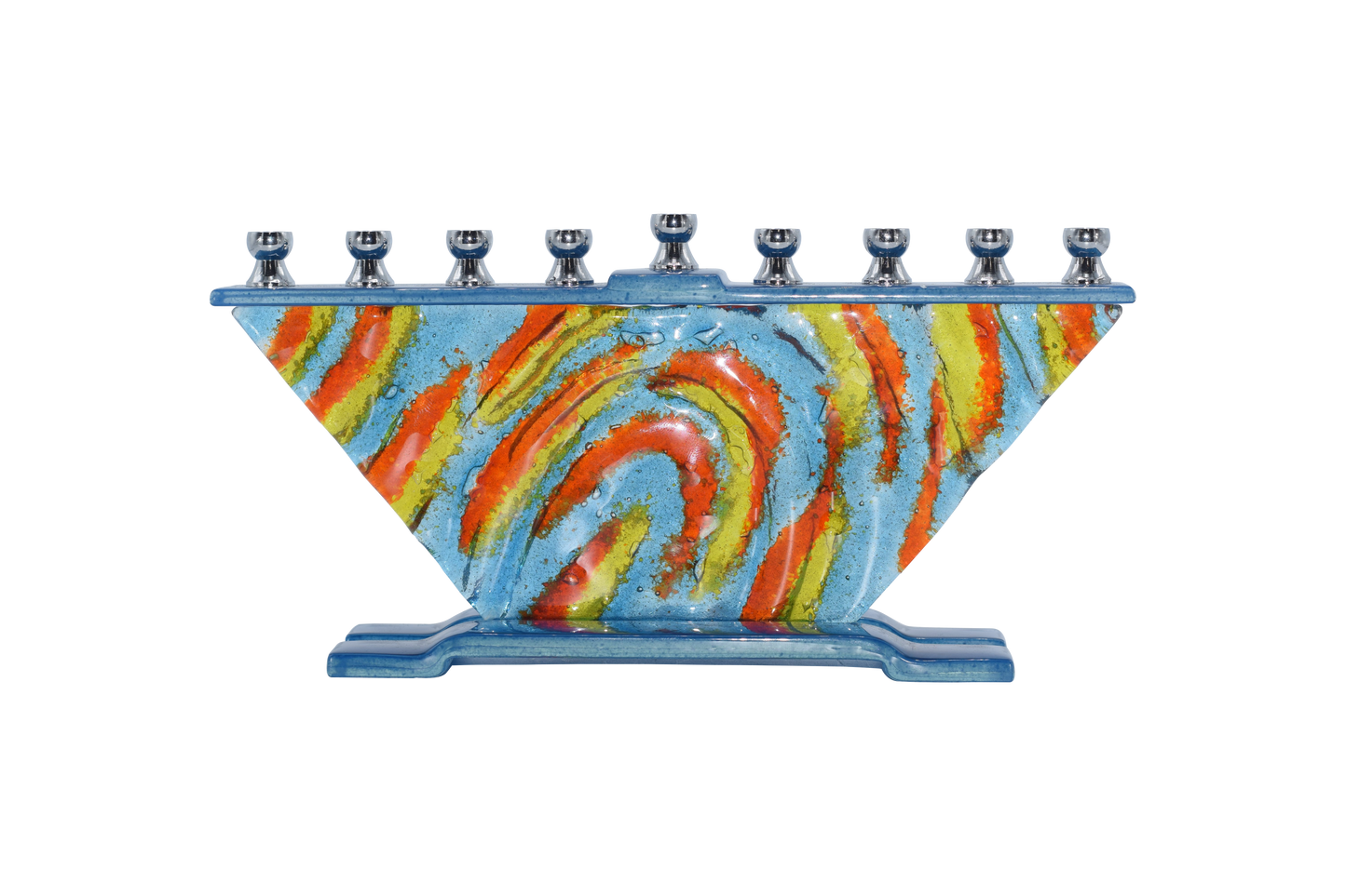 Hand Crafted Glass Menorah - Winds Of Inspiration