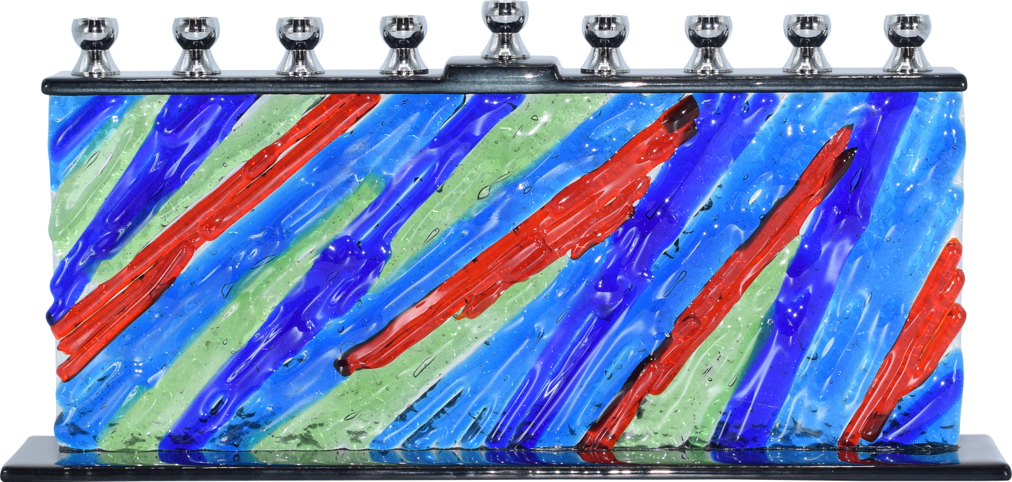 Hand Crafted Glass Menorah - Forever Young