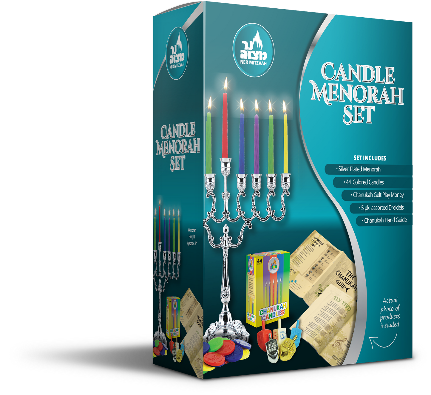 Candle Menorah Set Silver Plated