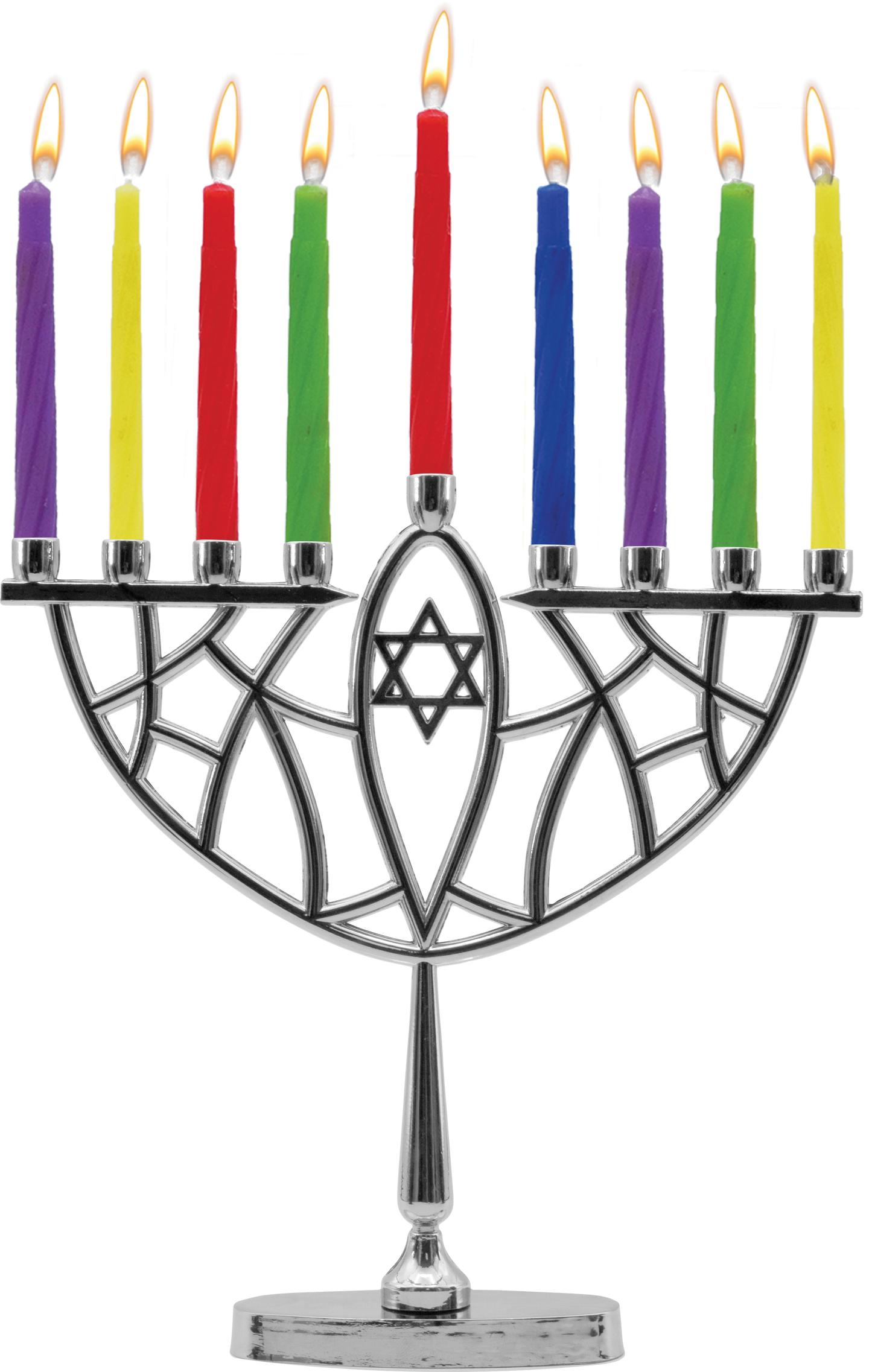 Candle Menorah Set Chrome Prismatic