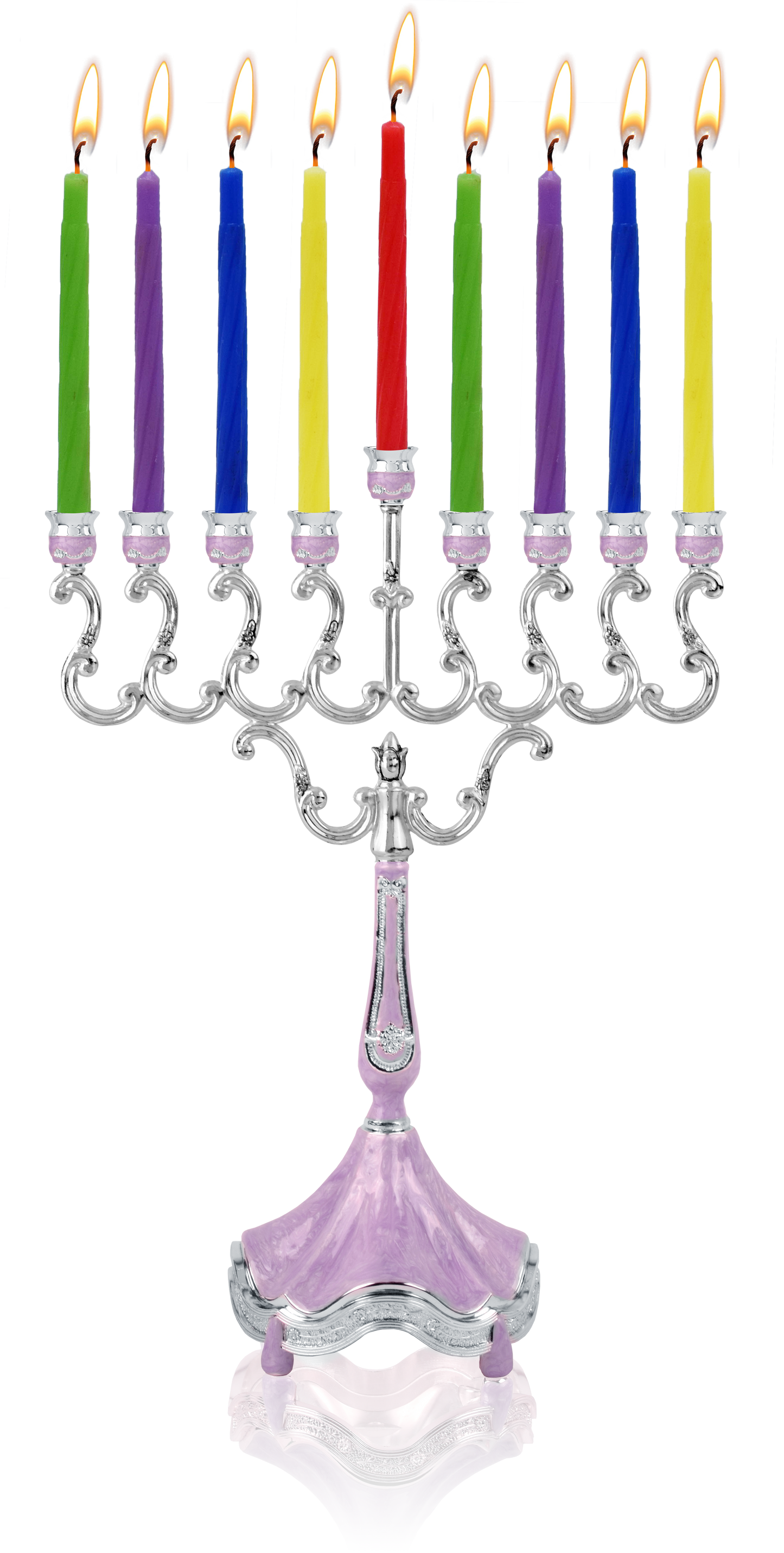 Marbleized Silver Plated Candle Menorah - Purple