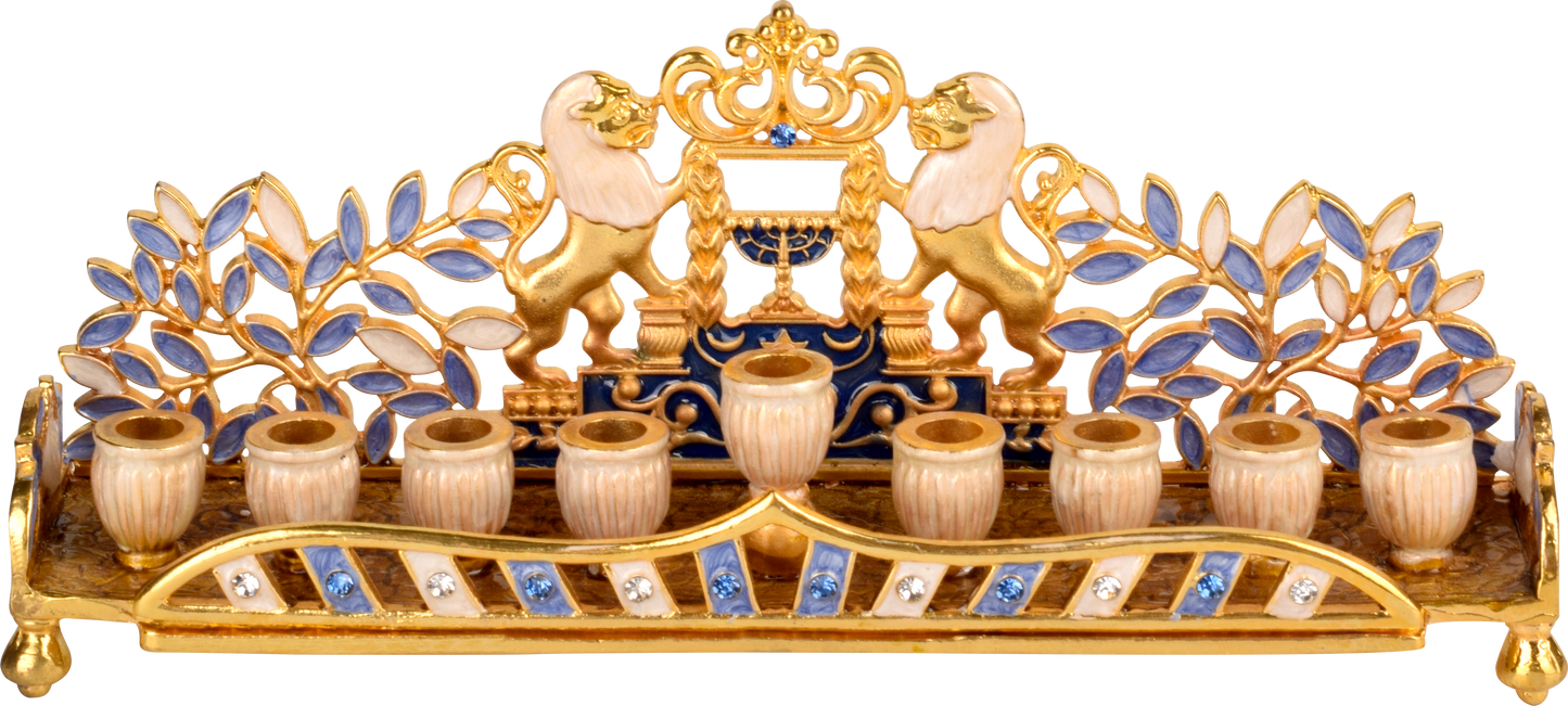 Jeweled Menorah - Lions Wall