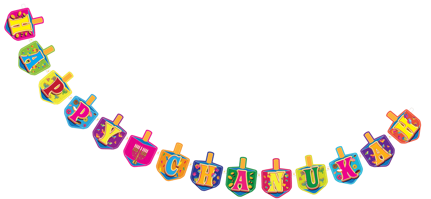 Happy Chanukah Banner - Dreidel shape
