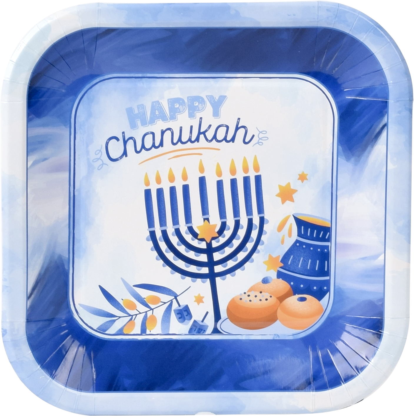 10pk Chanukah Plates 7" - Blue Design