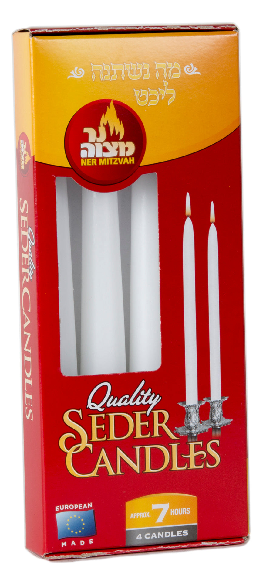 4pk. European Seder Candles 7-Hour