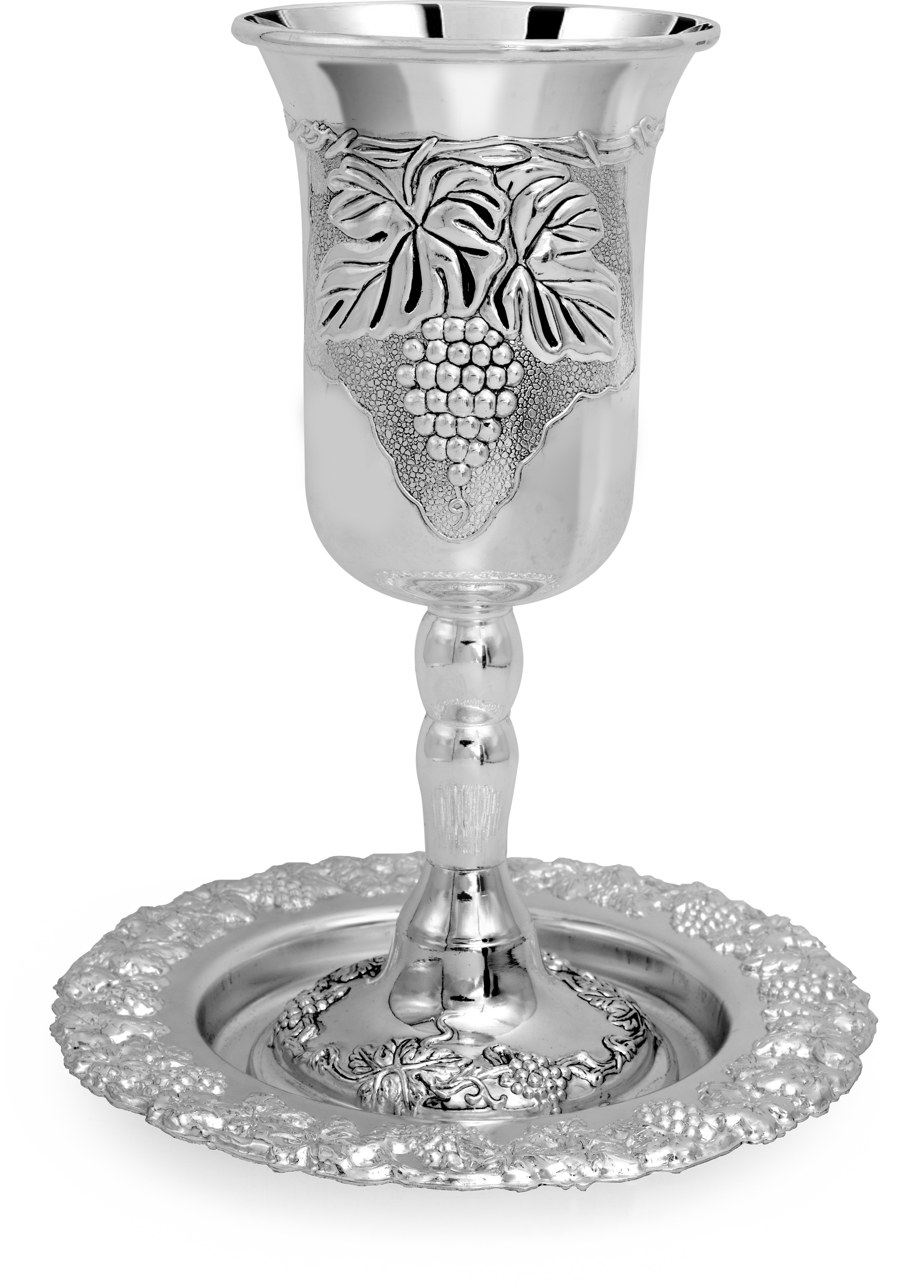 Silver Plated 9" Tall Eliyahu Cup & Tray