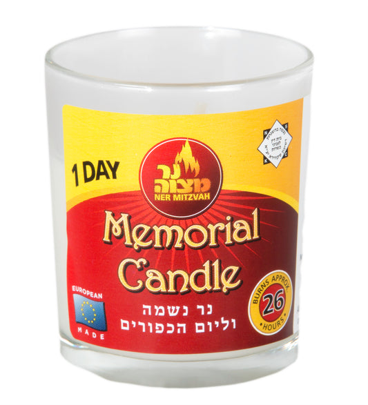 Yahrzeit Candle in Glass Cup