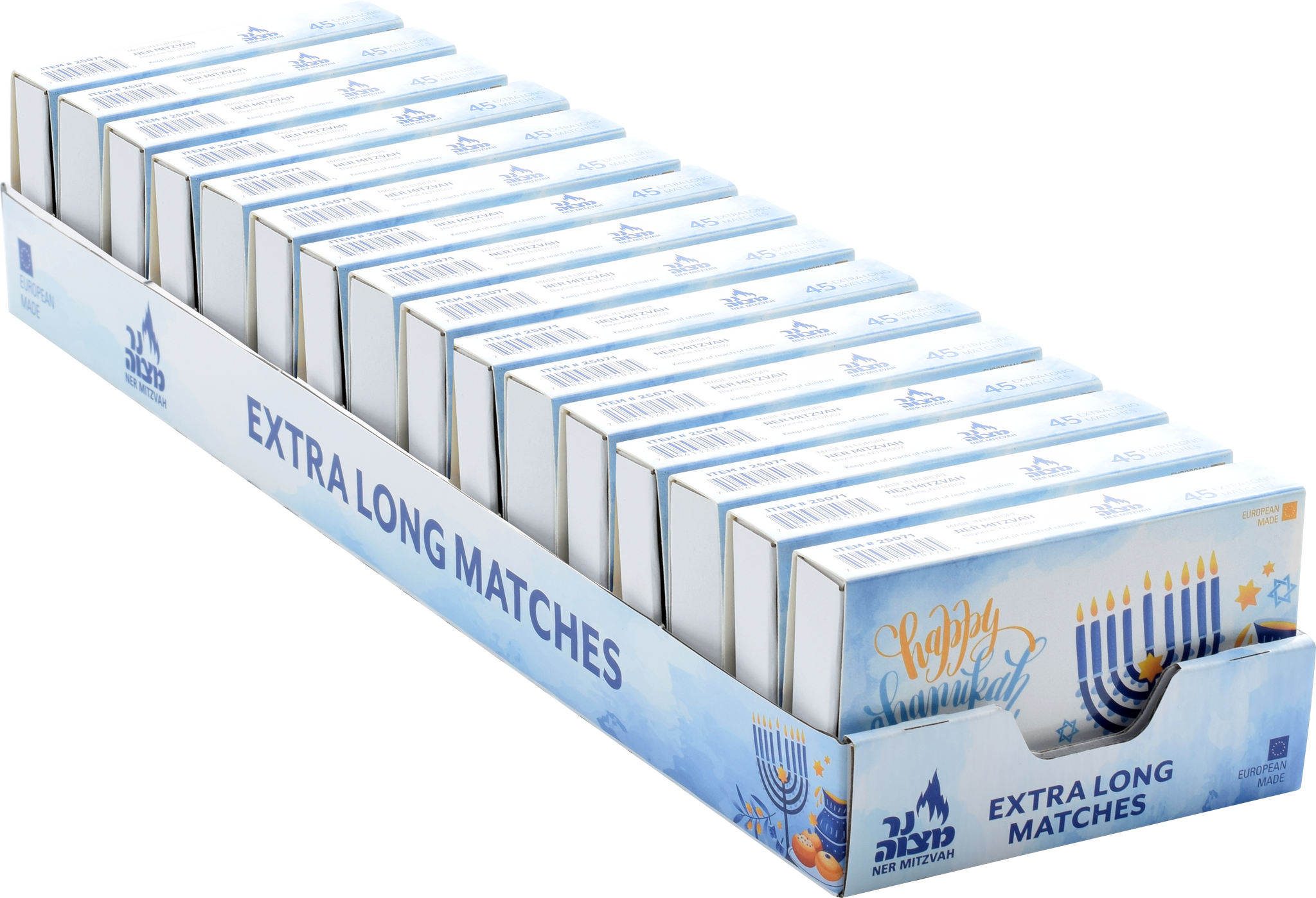 45pk Long Chanukah Matches - Blue