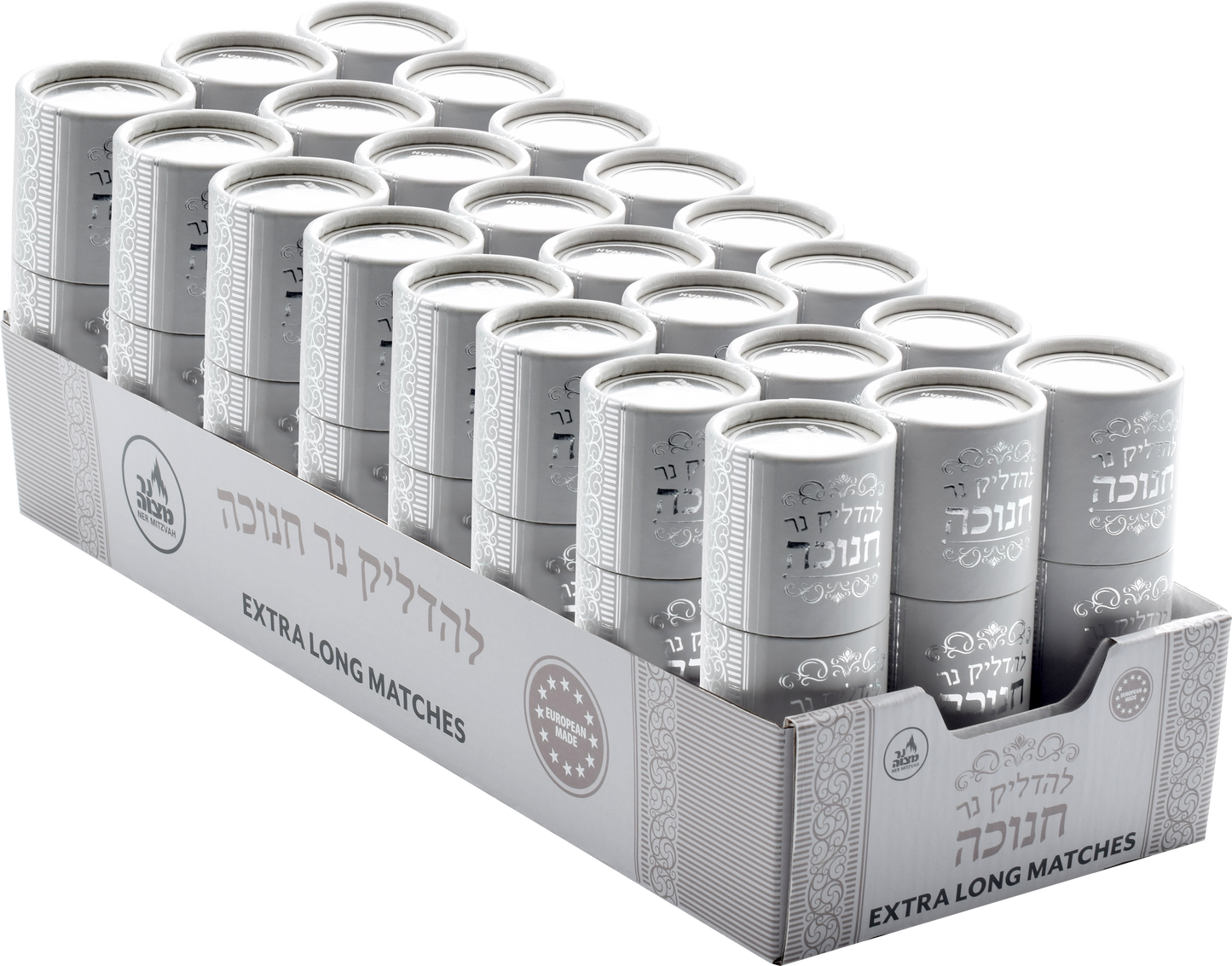 40pk. Chanukah Matches in Drums - Silver and Grey