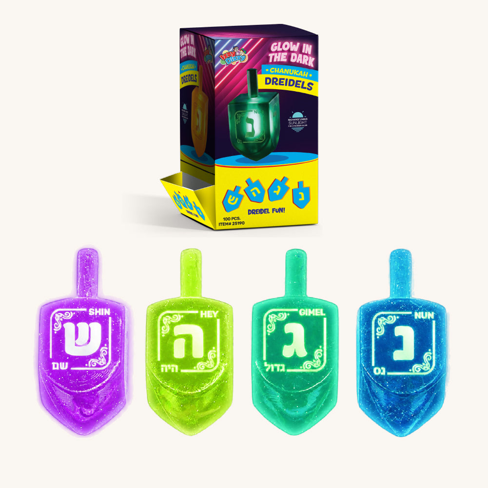 Plastic Dreidels - Med - Glow in the dark
