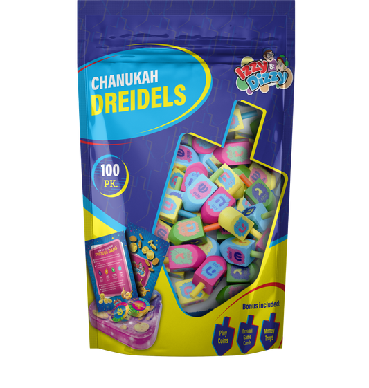 100 Multi Colored Wood Dreidels Medium Bulk Pack