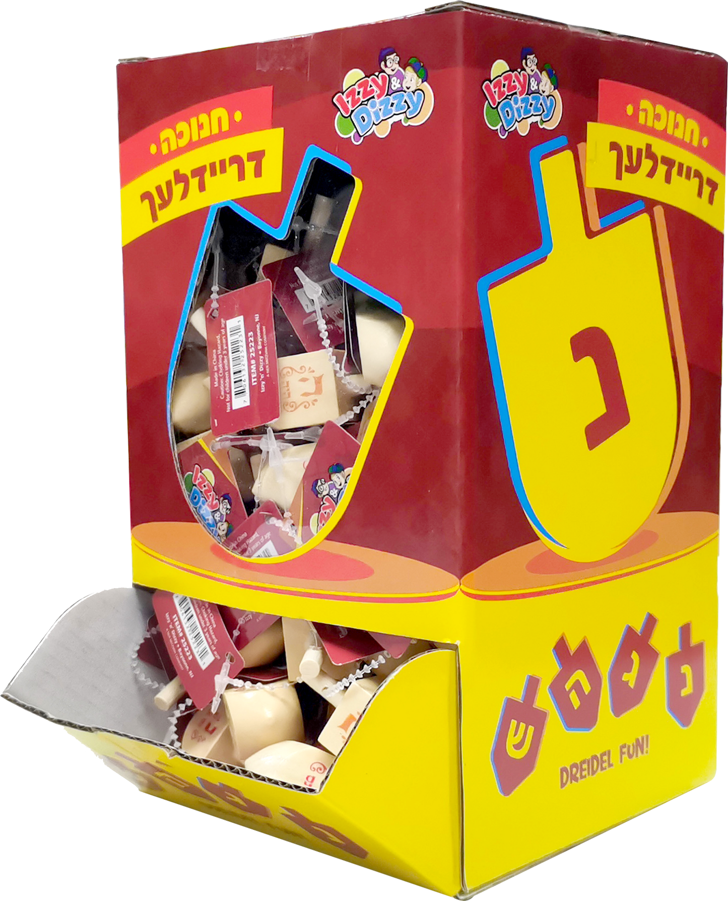 Natural Wood Dreidels without English Wording - 100 Pack