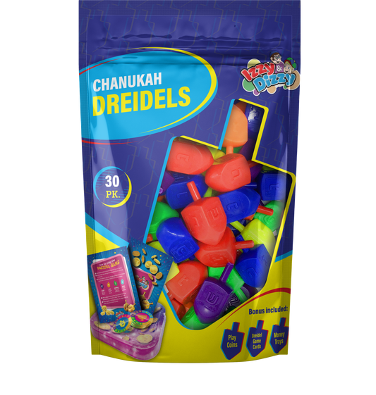 30 Medium Dreidels Bulk Pack - Mixed Colors