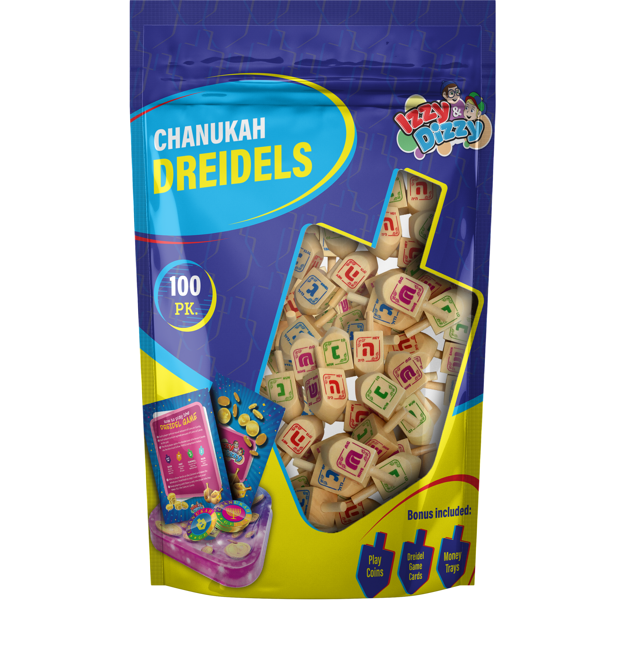 100 Natural Wood Dreidels Medium Bulk Pack