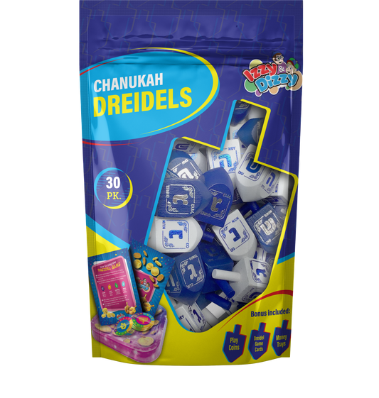 30 Blue & White Wood Dreidels Medium Bulk Pack