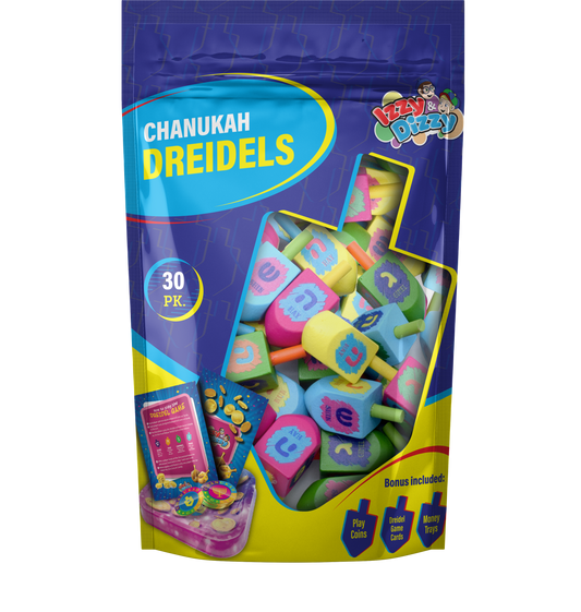 30 Multi Colored Wood Dreidels Medium Bulk Pack