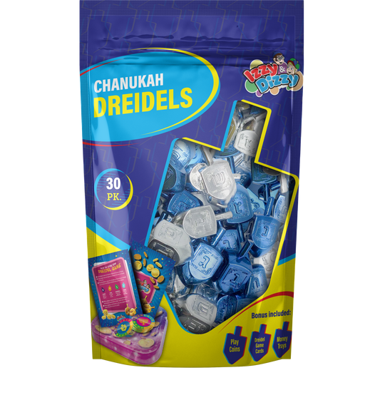 30 Blue & Silver Metallic Dreidels Medium Bulk Pack
