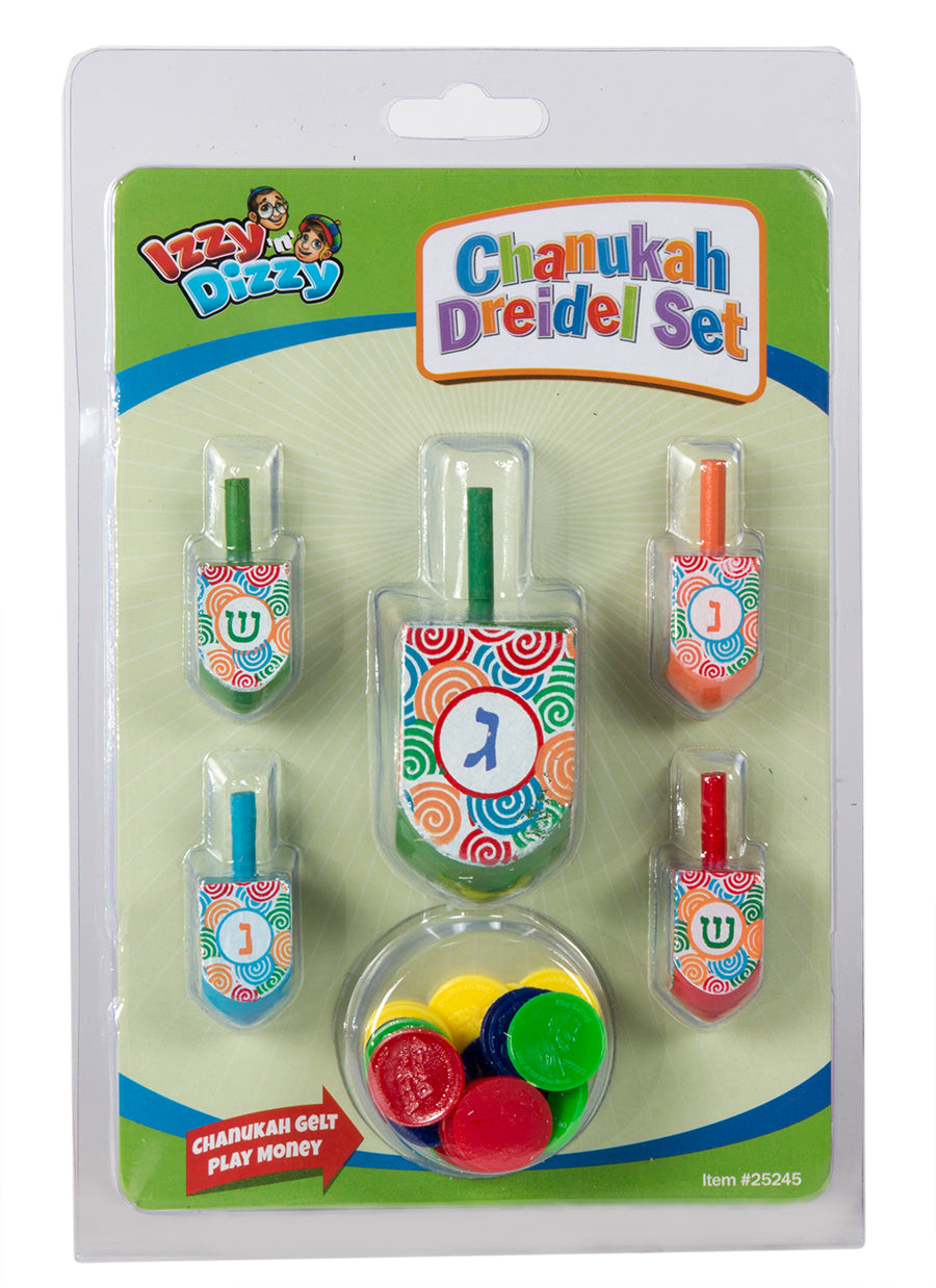 5PK. SET Colored Pattern Print Wood Dreidel