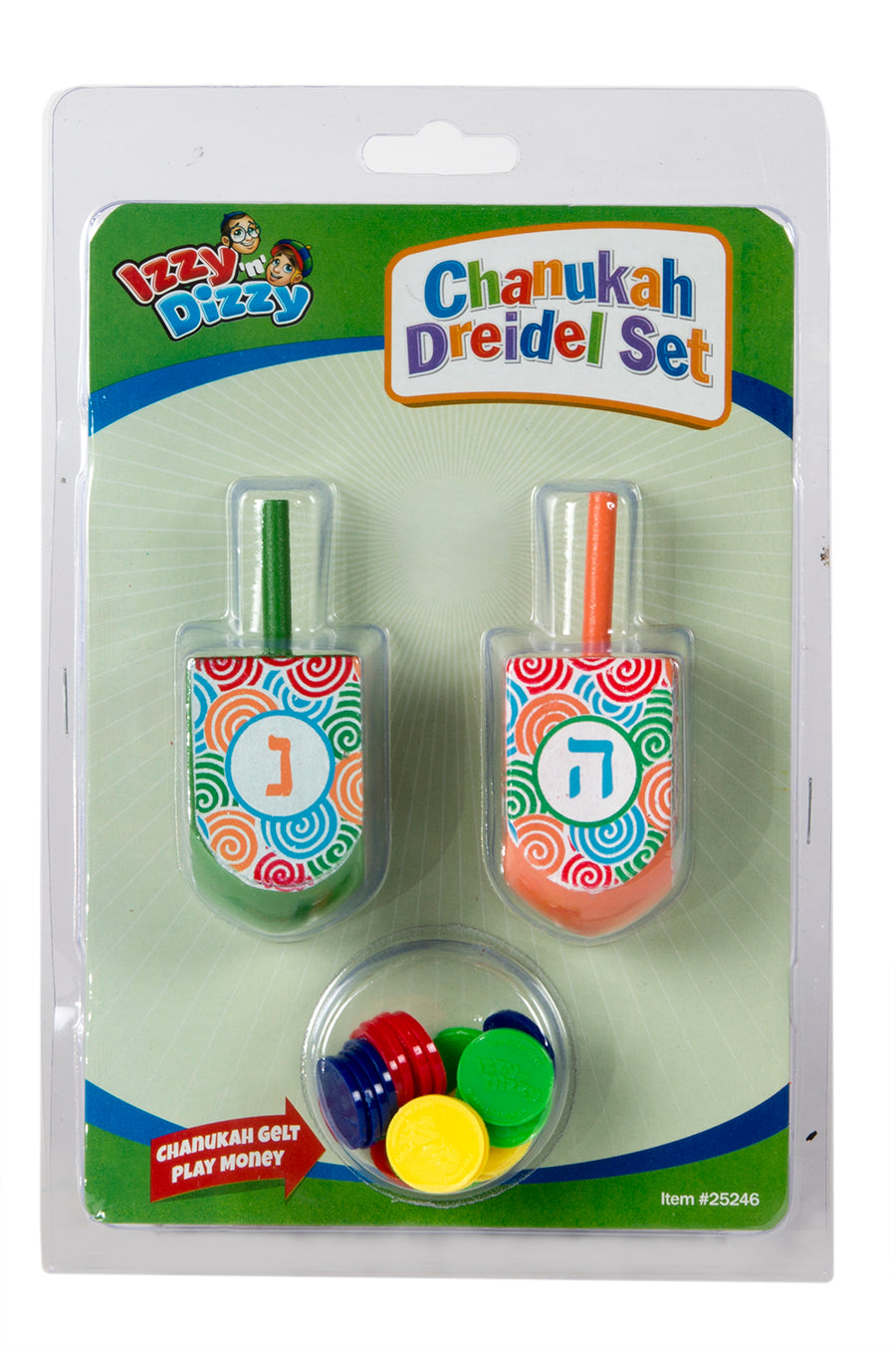 2pk. Set Large Hand Painted Wood Dreidels