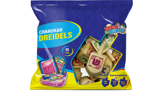 4pk. Multi Color Metallic Dreidels Medium