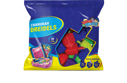 10pk. Multi Color Plastic Dreidels Medium Pack