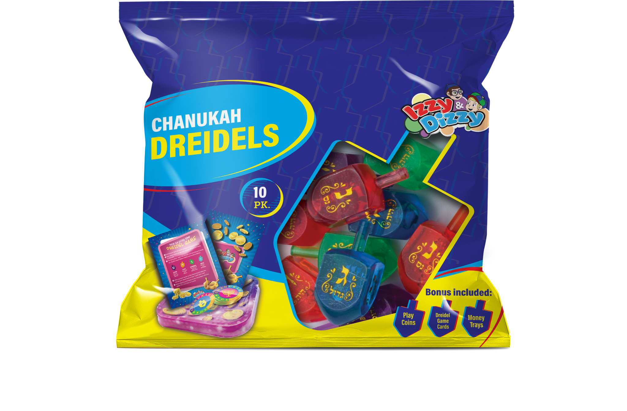 10PK. Lucite Dreidels Medium Pack