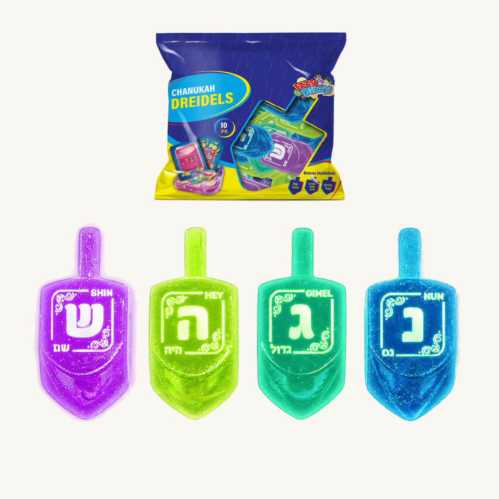 Plastic Dreidels - Med - Glow in the dark - 10 Pack