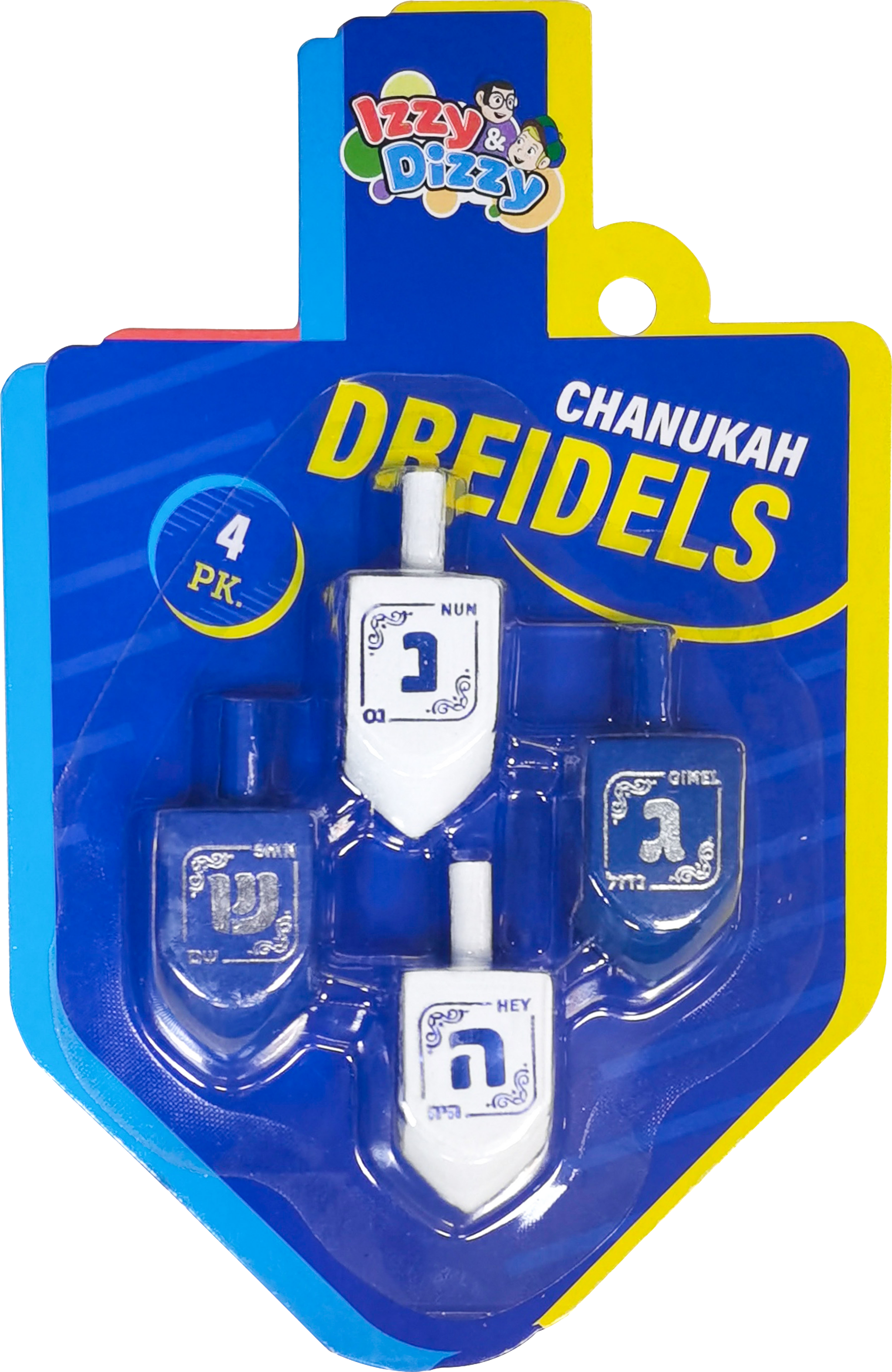 4PK. Blue & White Wood Dreidels Medium