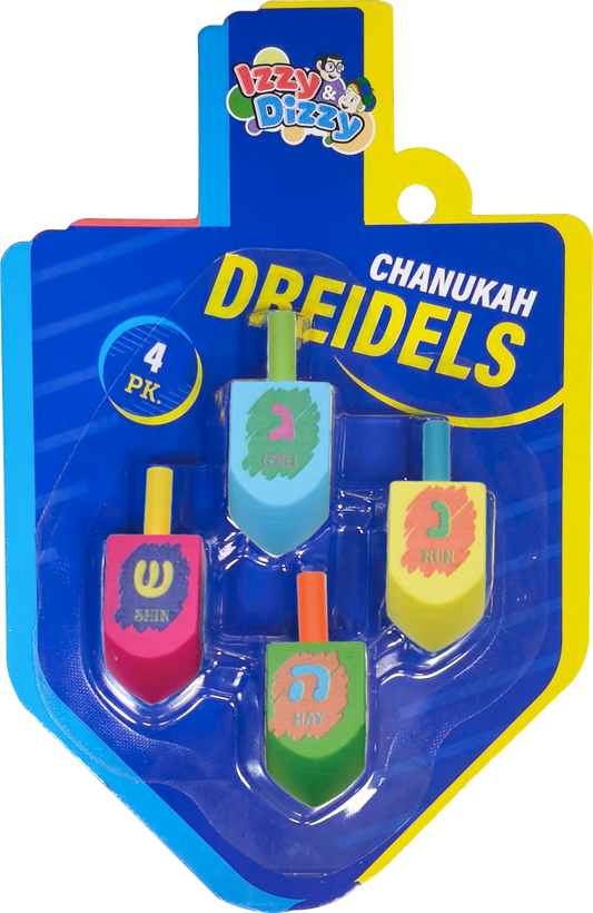 4pk. Multi Colored Wood Dreidels Medium