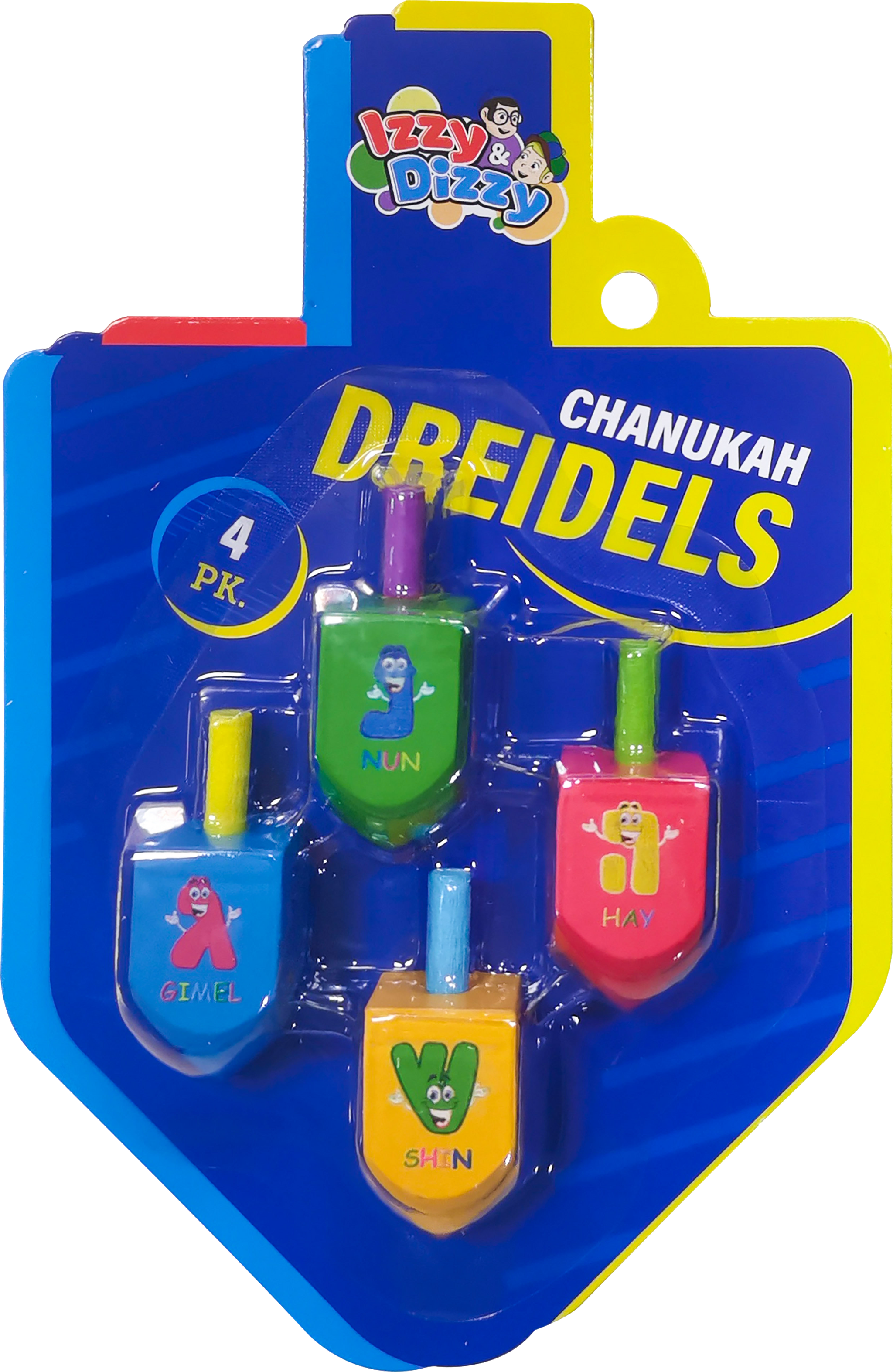 4PK. Character Letters Wood Dreidels Medium