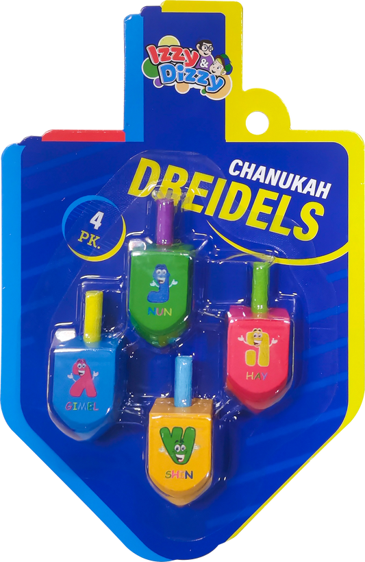 4pk. Character Letters Wood Dreidels Medium