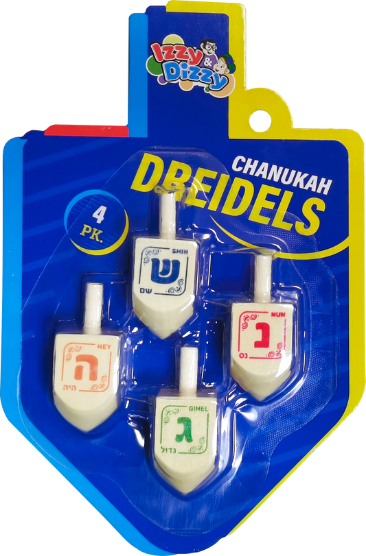 4pk. Natural Wood Dreidels Medium