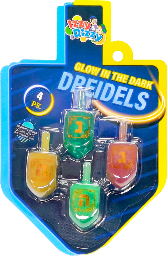 4pk. Multi Color Glow-in-the-dark Dreidels