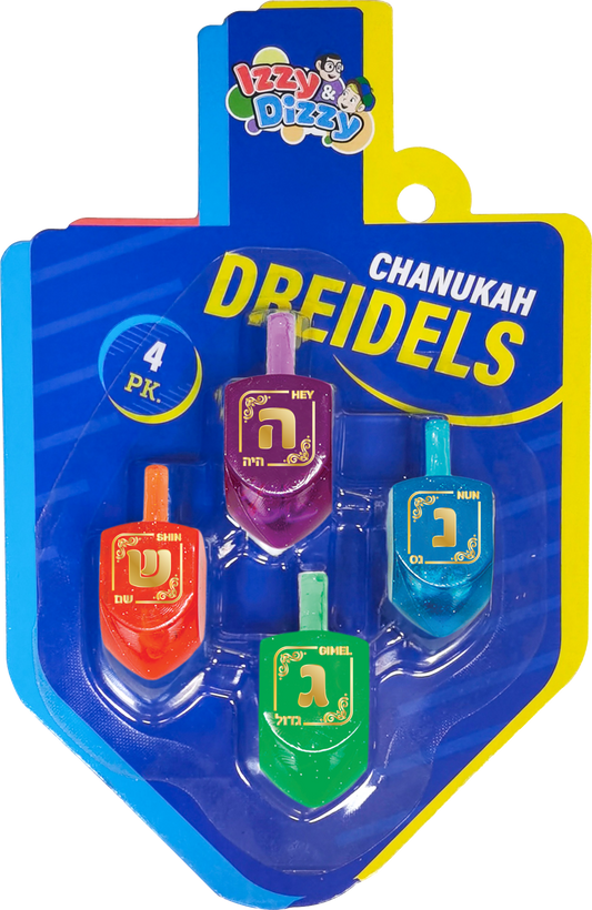 4pk. Multi Color Lucite Dreidels Medium