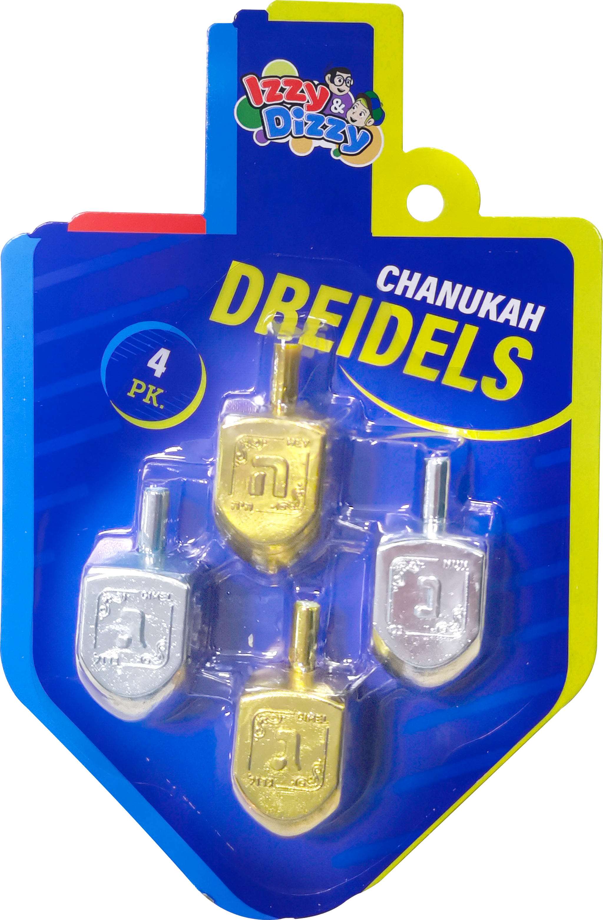 4PK. Gold & Silver Metallic Dreidels Medium