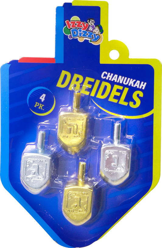 4pk. Gold & Silver Metallic Dreidels Medium