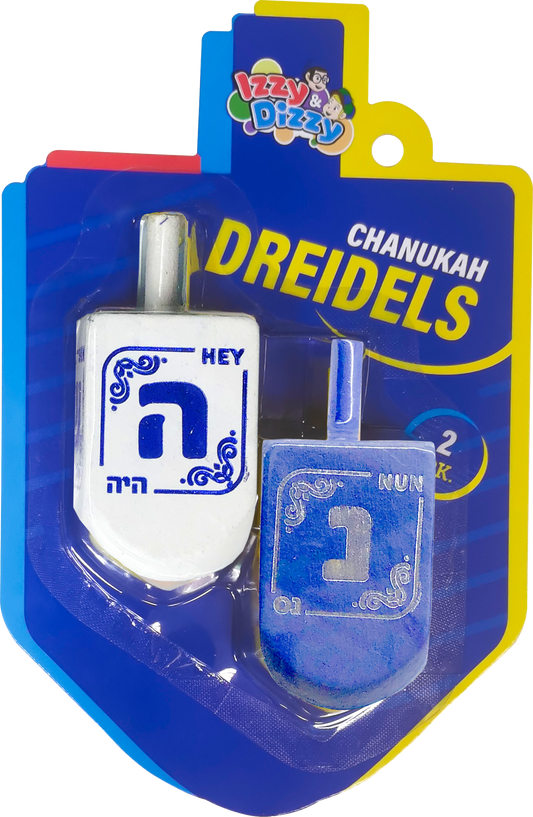 2pk. Blue & White Wood Dreidels Large