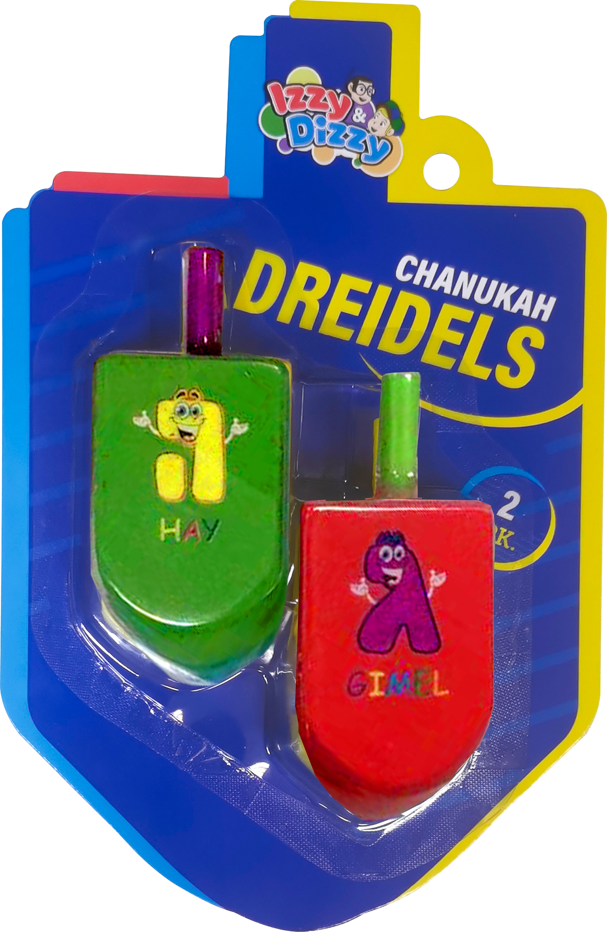 2PK. Character Letters Wood Dreidels Large