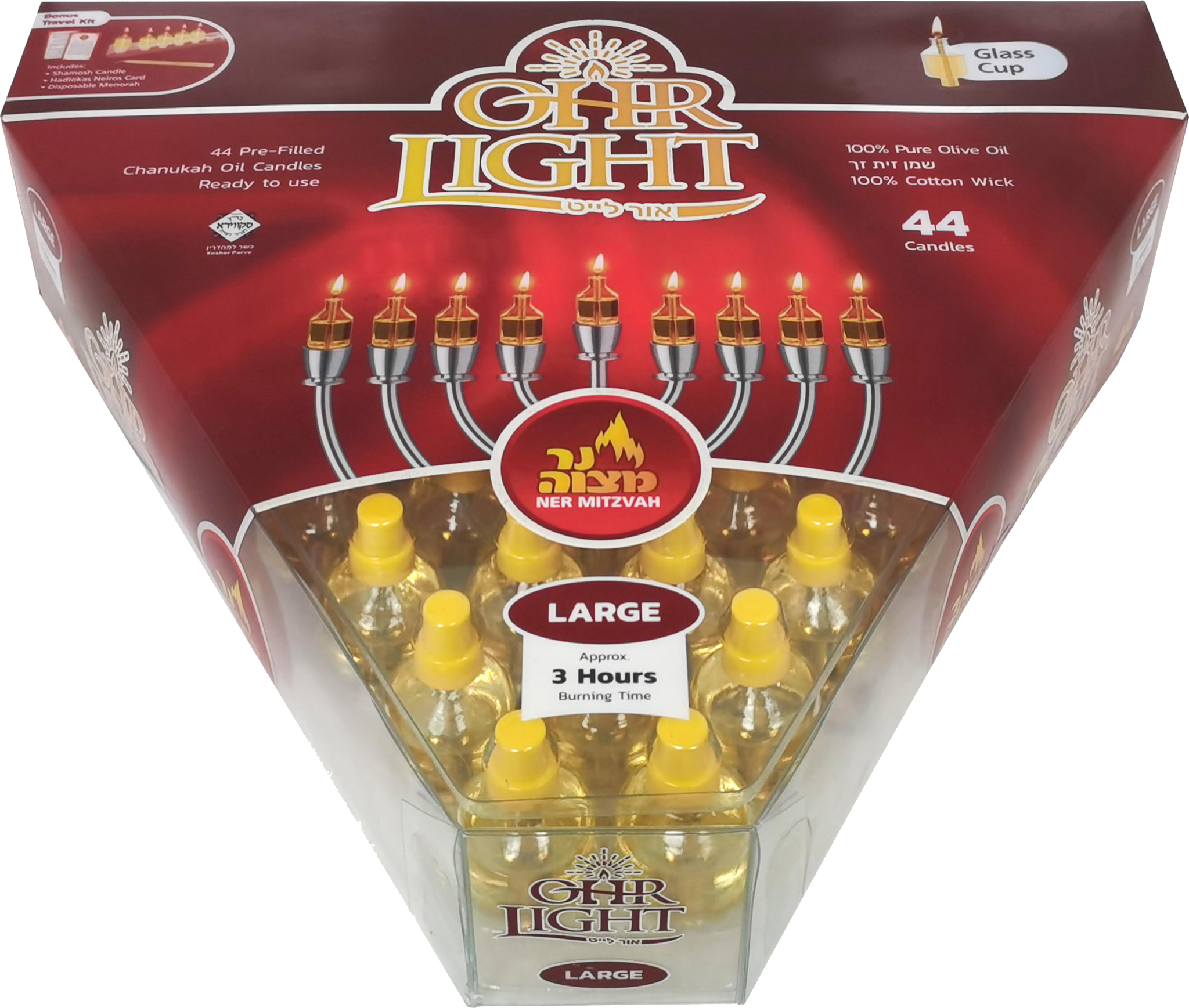 Ner Mitzvah Ohr Lights Candles Large - Original OEM Quality with FREE Travel Kit