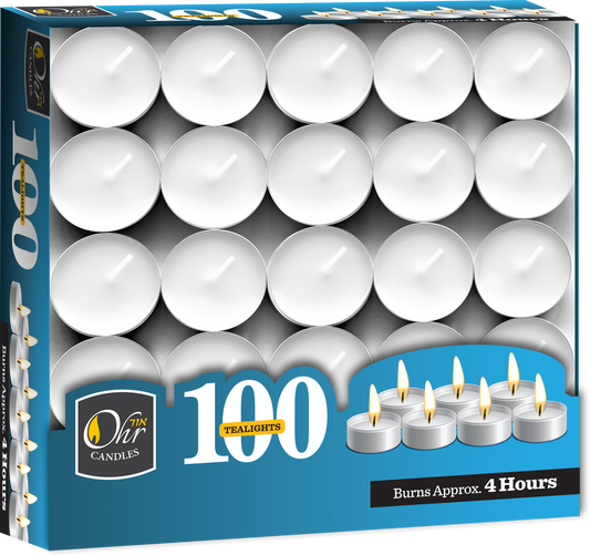 100pk. Tealights Plastic-Wrapped
