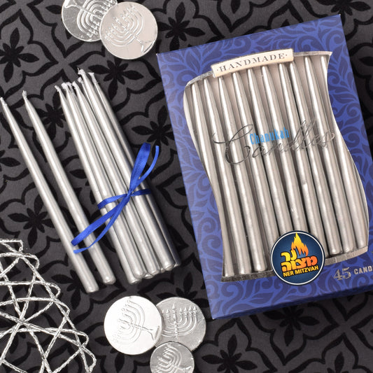 Metallic Silver Chanukah Candles