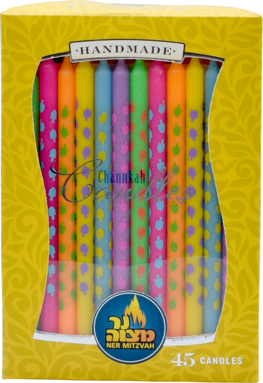 45pk. Dreidel Art Chanukah Candles