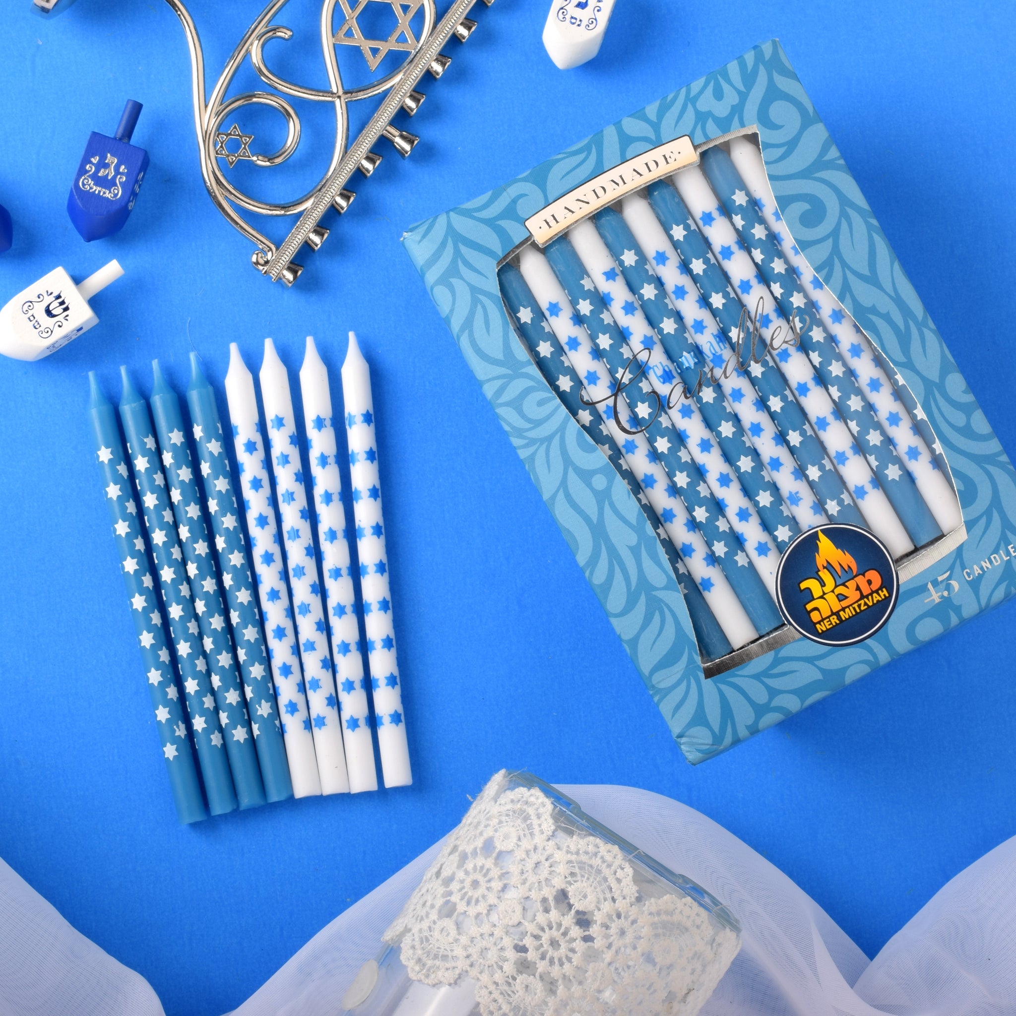 45pk. Star of David Art Chanukah Candles