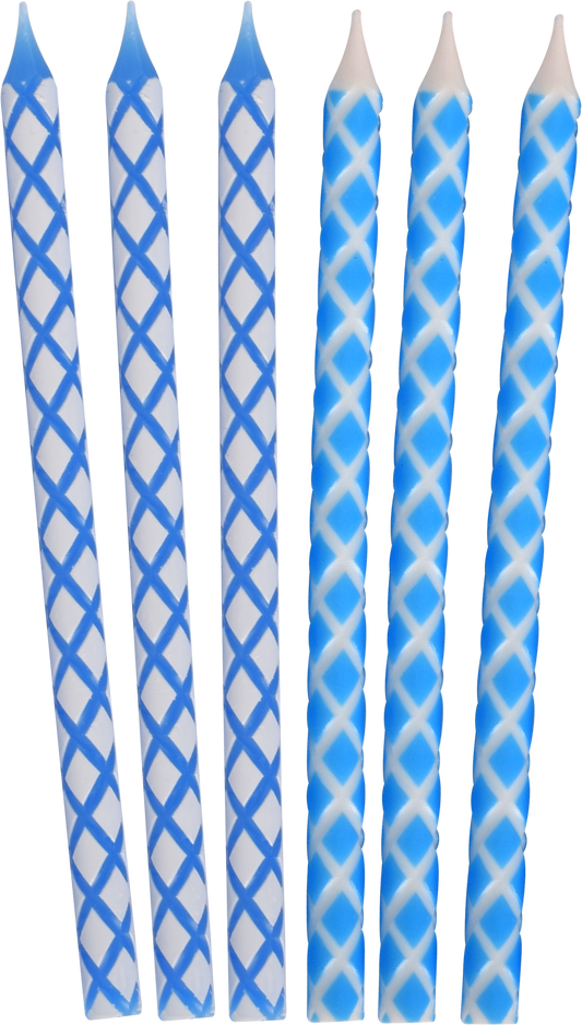 45 Pk. Blue & White Diamond Etched Chanukah Candles