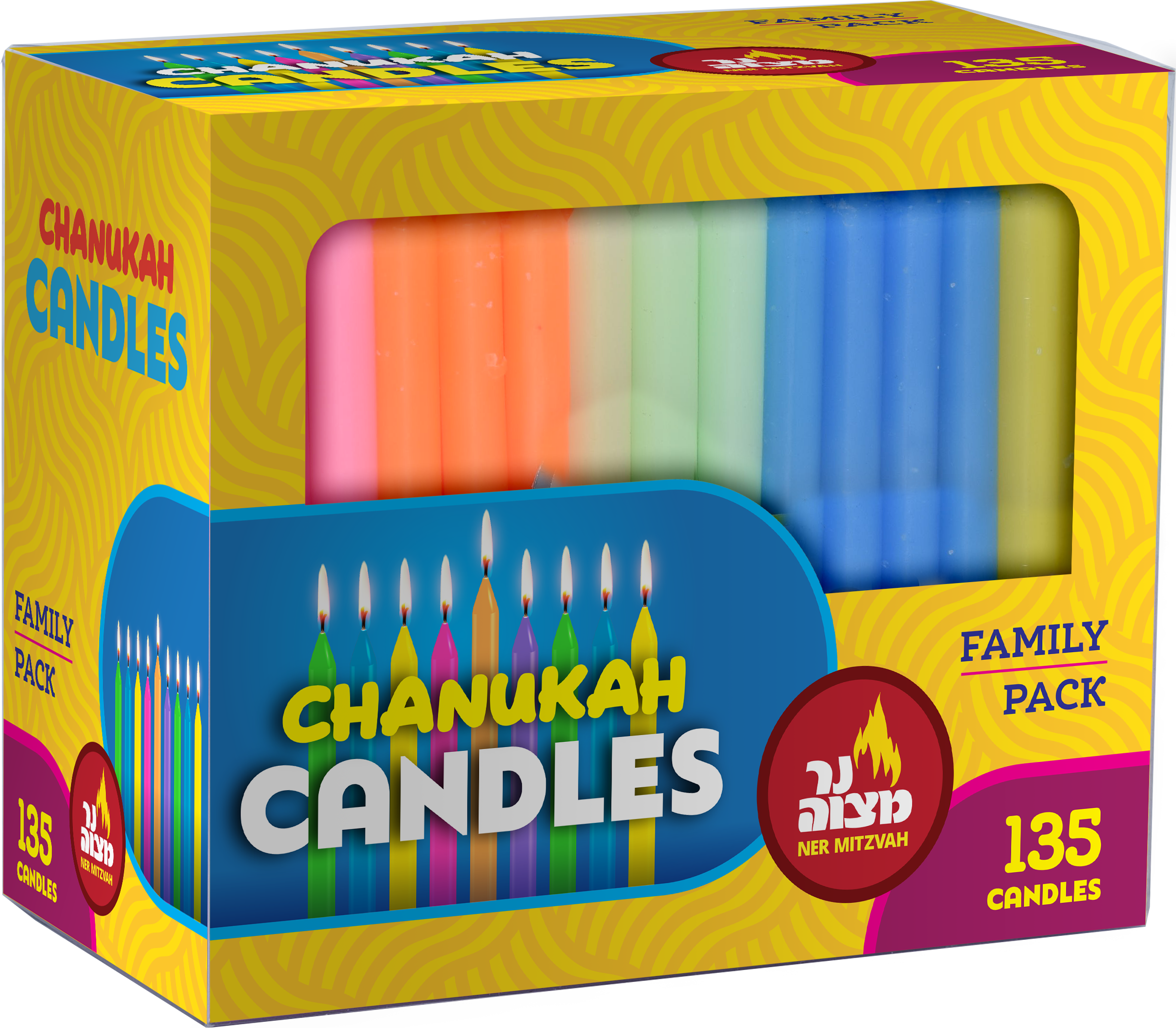 Multipack Candles Family Pack Multi Color Chanukah Candles – Ner Mitzvah